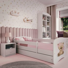 Lit pour enfant avec barrière Ourbaby -Ourson - blanc, All Meble