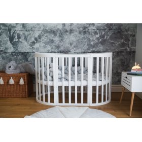 Lit bébé évolutif ovale Ruby 7 en 1 - blanc, Waldin