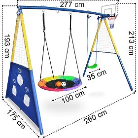Aire de jeux AMICO 2 balançoires panier de jeu