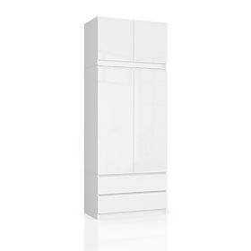 ARMOIRE AVEC SURMEUBLE S90 2D 2SZ CLP PK BLANC BRILLANT