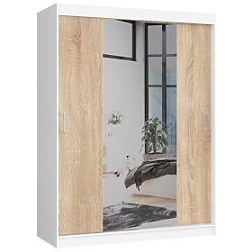ARMOIRE COULISSANTE 150 cm CLP BLANC / SONOMA