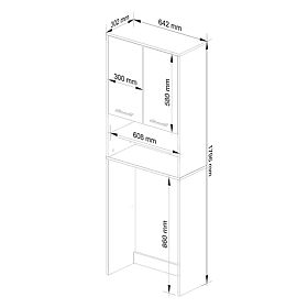 ARMOIRE DE SALLE DE BAIN FIN AU-DESSUS DE LA MACHINE À LAVER BLANC BRILLANT