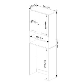 Armoire de salle de bain FIN au-dessus de la machine à laver - blanc-gris graphite - 2 portes