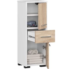 ARMOIRE DE SALLE DE BAIN FIN COLONNE 30 2D 1SZ 85cm PK BLANC / SONOMA
