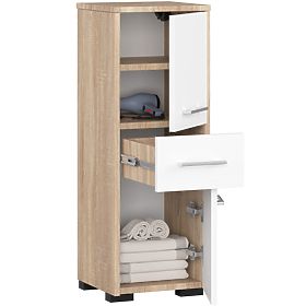 ARMOIRE DE SALLE DE BAIN FIN COLONNE 30 2D 1SZ 85cm PK CHÊNE SONOMA / BLANC