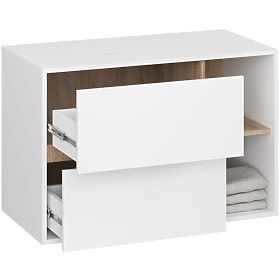 ARMOIRE DE SALLE DE BAIN SOUS LAVABO AVEC TROUS VAMI W90 UM 2SZ 2P BLANC / CHÊNE SONOMA