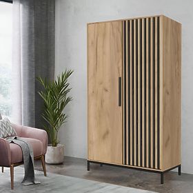 Armoire LAMINO S-1 chêne craft/noir, pieds : noir