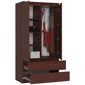 ARMOIRE S 90 cm 2 PORTES 2 TIROIRS PK WENGE