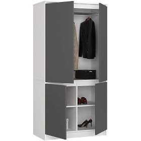 ARMOIRE S90 4D CLP BLANC / GRIS GRAPHITE