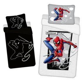 Linge de lit effet Spiderman lumineux 140 x 200 cm + 70 x 90 cm, Sweet Home, Spiderman