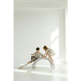 Balançoire en bois Montessori avec toboggan/mur d'escalade M - blanc, baby wood