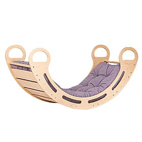 Balançoire Montessori en bois avec coussin gris - 100 cm, Ourbaby®
