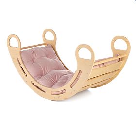 Balançoire Montessori en bois avec coussin rose - 85 cm, Ourbaby®
