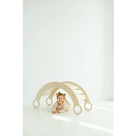 Balançoire Montessori en bois avec toboggan/échelle L - naturel