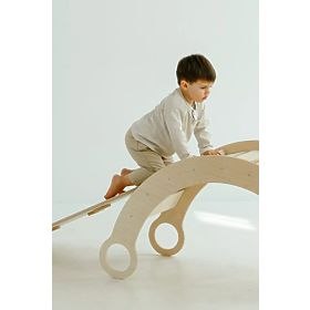 Balançoire Montessori en bois avec toboggan/échelle M - naturel