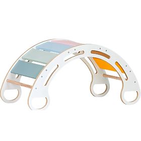 Balançoire Montessori en bois - blanche avec barreaux colorés