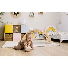 Balançoire Montessori en bois - naturelle avec barreaux colorés