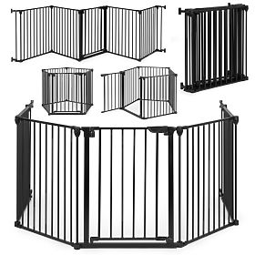 Barrière, parc, barrière de protection pour enfants et animaux, 5 panneaux, 60 cm, métal, noir, ECOT