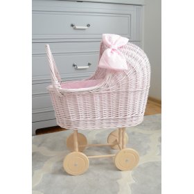 Landau haut en osier pour poupées - rose, Ourbaby