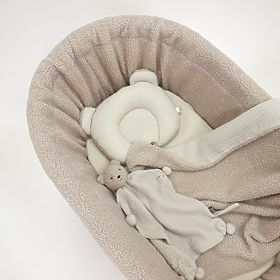 Berceau en osier Teddy pour bébé - couleur blanche avec équipement beige