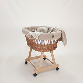 Berceau en osier Teddy pour bébé – couleur naturelle avec équipement beige