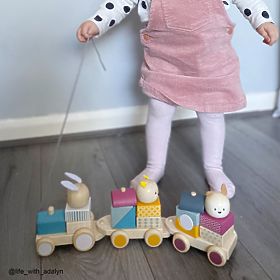 Bigjigs Baby Train en bois avec animaux - emballage endommagé