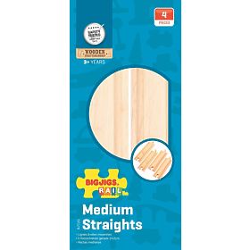 Bigjigs Rail Rails droits moyens 16 cm 4 pcs