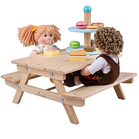 Bigjigs Toys Banc de pique-nique en bois pour poupées