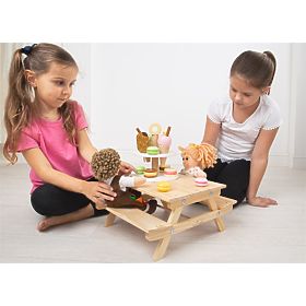 Bigjigs Toys Banc de pique-nique en bois pour poupées