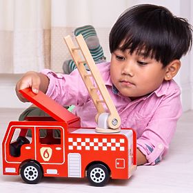 Bigjigs Toys Camion de pompiers en bois, Bigjigs Toys