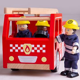 Bigjigs Toys Camion de pompiers en bois, Bigjigs Toys