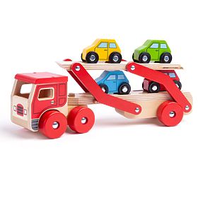 Bigjigs Toys Camion en bois avec voitures