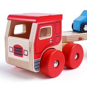 Bigjigs Toys Camion en bois avec voitures