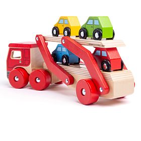 Bigjigs Toys Camion en bois avec voitures