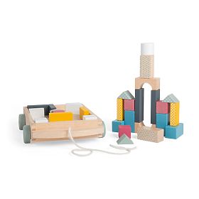 Bigjigs Toys Chariot avec blocs en bois, Bigjigs Toys