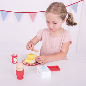 Bigjigs Toys Ensemble de Petit-Déjeuner en Bois