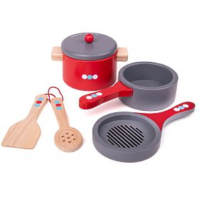 Bigjigs Toys Ensemble de vaisselle en bois à pois
