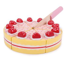 Bigjigs Toys Gâteau en tranches de bois avec fraises