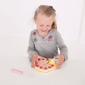 Bigjigs Toys Gâteau en tranches de bois avec fraises