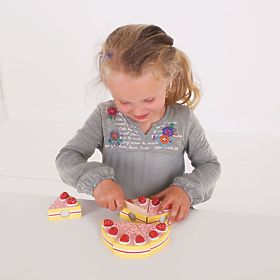 Bigjigs Toys Gâteau en tranches de bois avec fraises