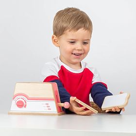 Bigjigs Toys Grille-pain en bois rose - emballage endommagé