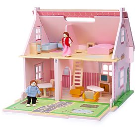 Bigjigs Toys Maison de poupée en bois portable, Bigjigs Toys