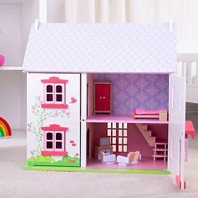 Bigjigs Toys Maison de poupées rose, Bigjigs Toys