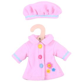 Bigjigs Toys Manteau rose avec boutons pour poupée 28 cm