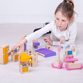 Bigjigs Toys Meubles de maison de poupée en bois