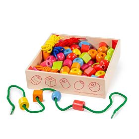 Bigjigs Toys Perles en fil de bois dans un bocal