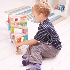 Bigjigs Toys Piste de boules en bois colorée