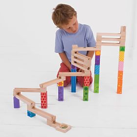Bigjigs Toys Piste de boules en bois colorée
