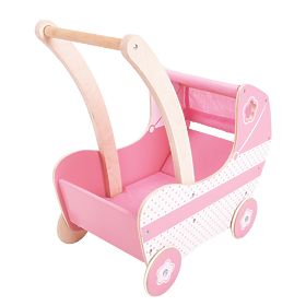 Bigjigs Toys Poussette en bois pour poupées