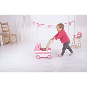 Bigjigs Toys Poussette en bois pour poupées